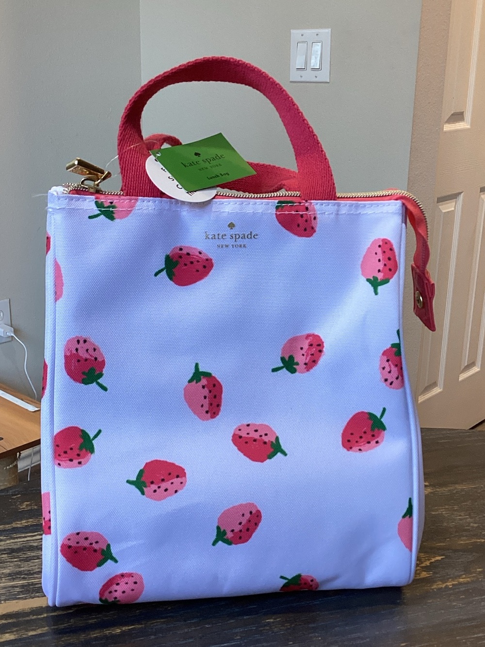 kate spade Strawberry Lunch Tote with Clear Storage Container
